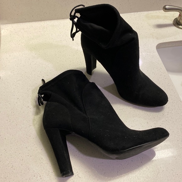 Charles David black suede tie ankle boots / size 8 1/2 - Picture 3 of 4